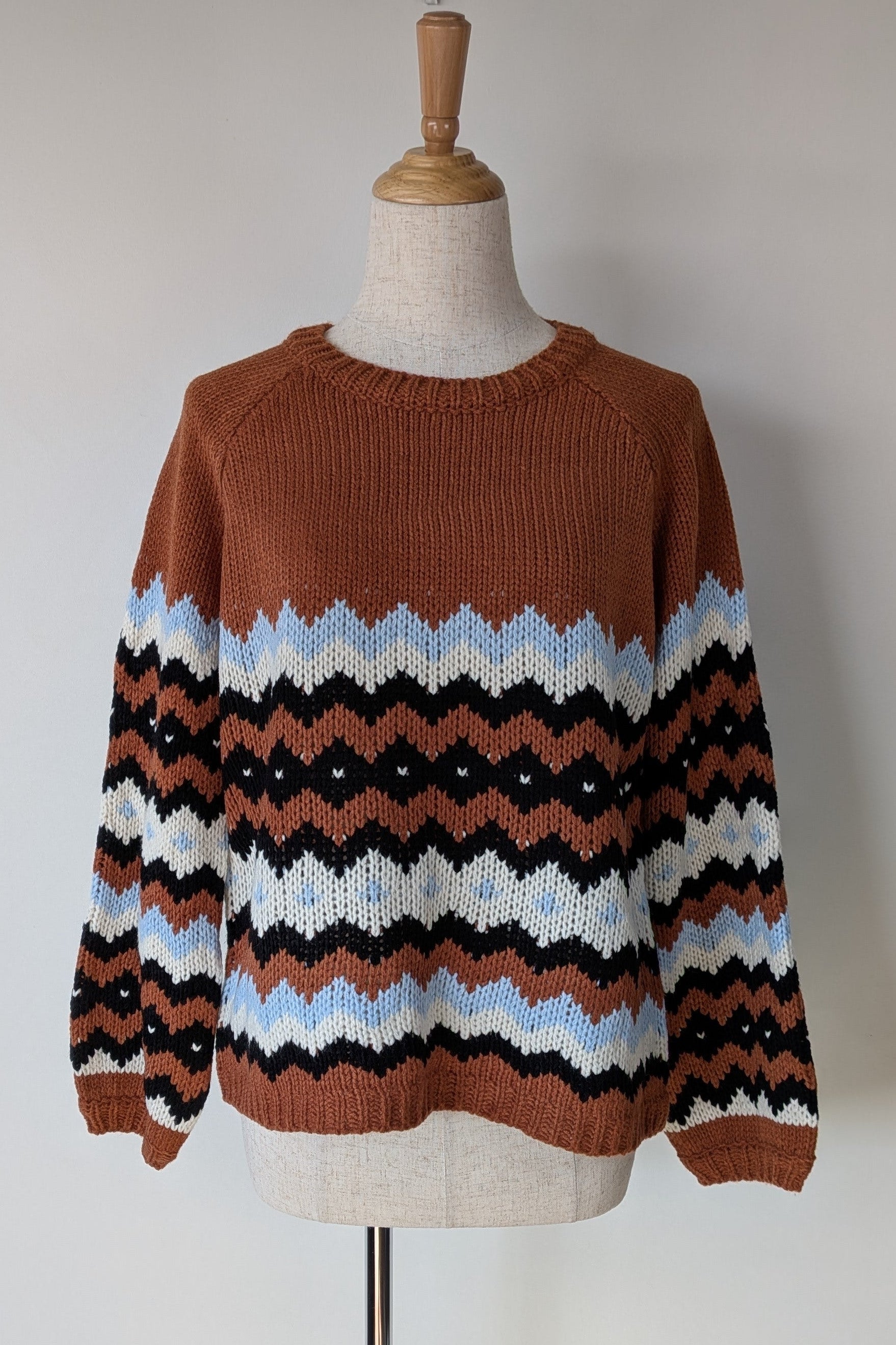 New U Collection Zig Zag Chunky Knit Wool Blend Jumper Size M/L Brand New With Tags RRP $69.95