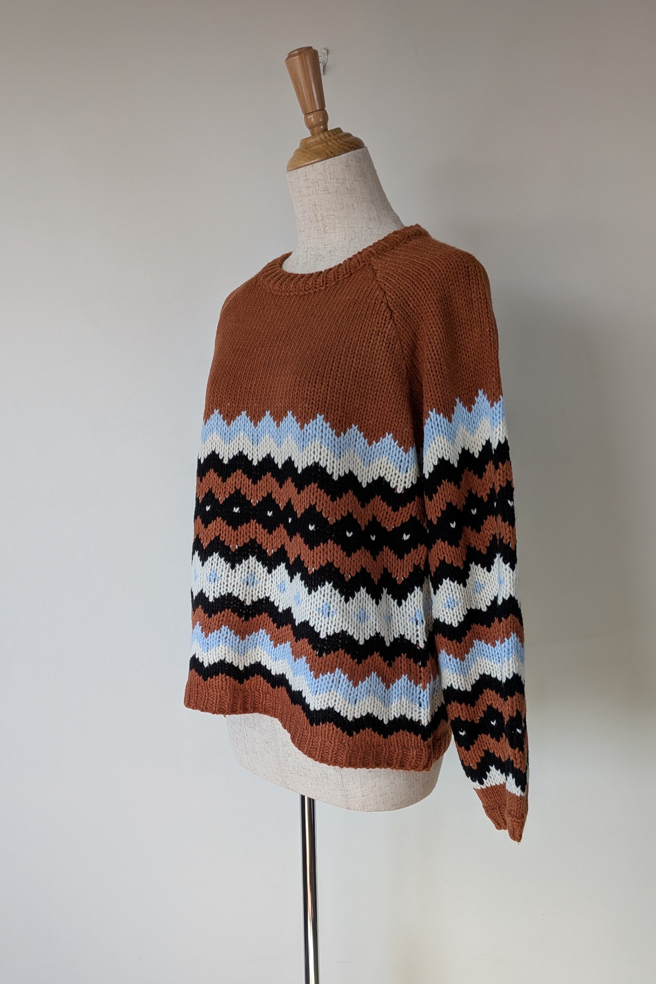New U Collection Zig Zag Chunky Knit Wool Blend Jumper Size M/L BNWT RRP $69.95