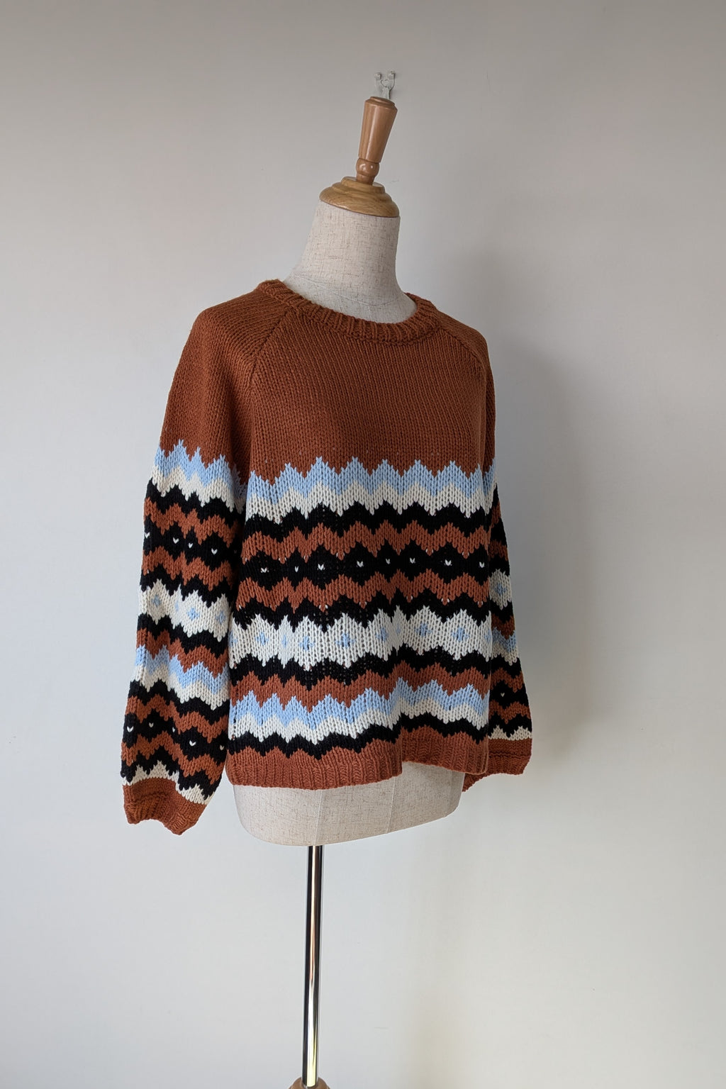 New U Collection Zig Zag Chunky Knit Wool Blend Jumper Size M/L BNWT RRP $69.95