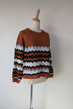 New U Collection Zig Zag Chunky Knit Wool Blend Jumper Size M/L BNWT RRP $69.95