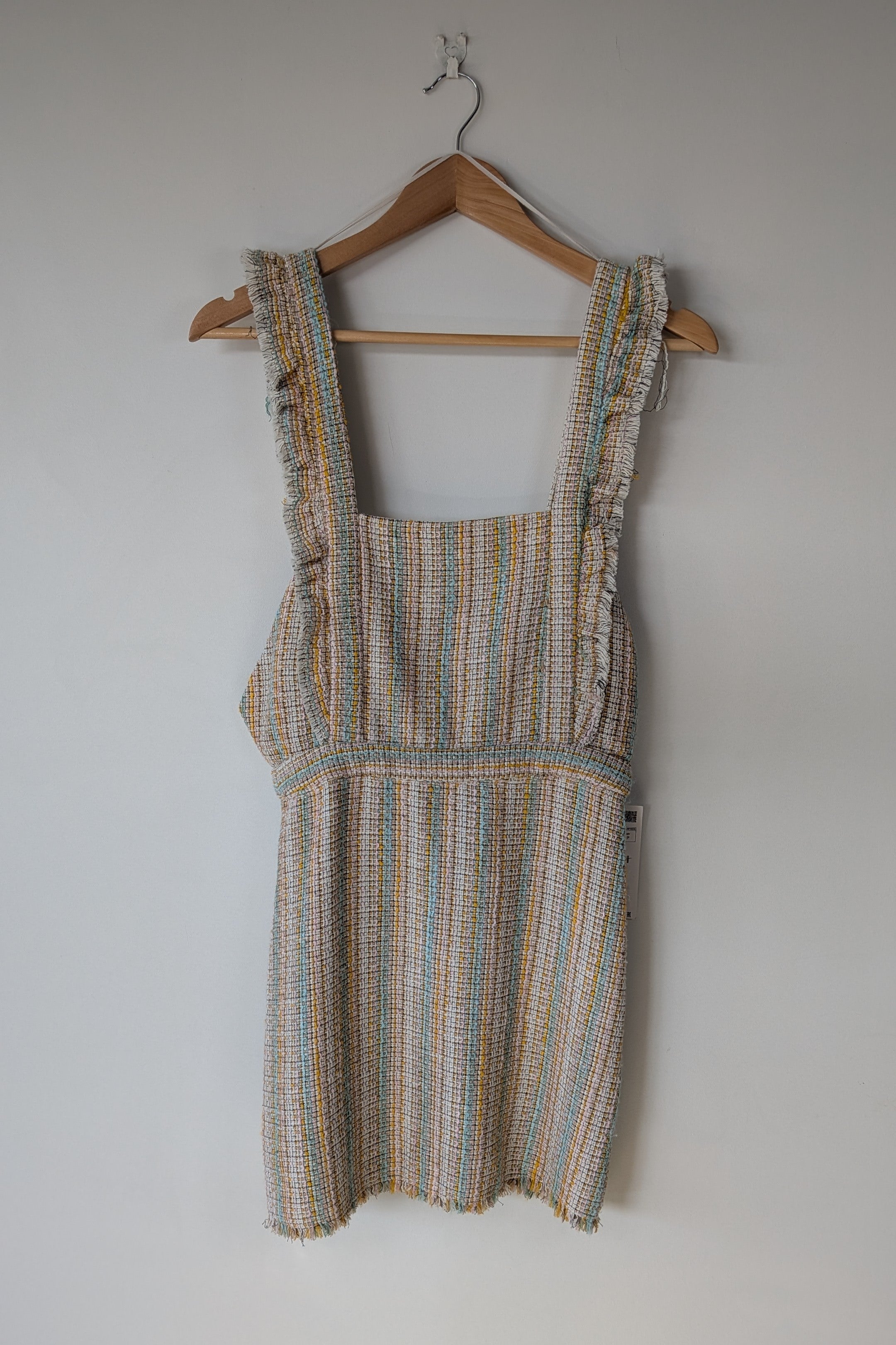Zara Pastel Tweed Pinafore Mini Dress Size S BNWT RRP $69.95
