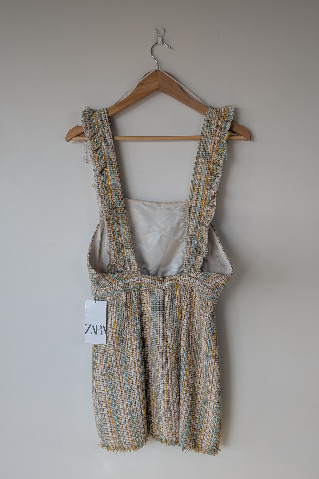 Zara Pastel Tweed Pinafore Mini Dress Size S BNWT RRP $69.95