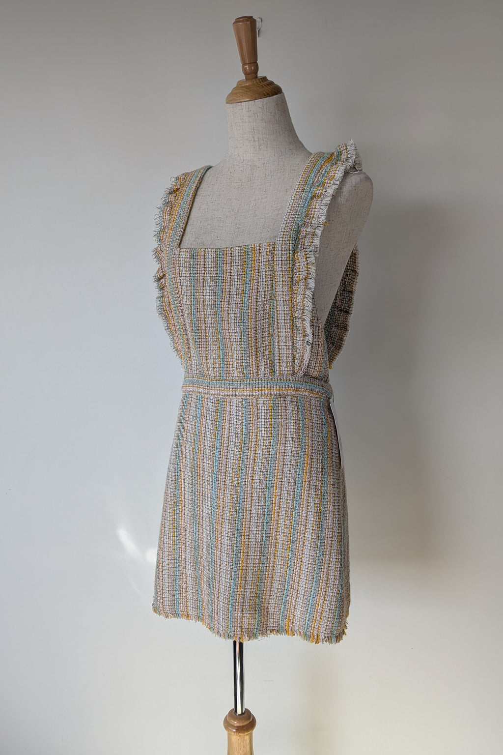 Zara Pastel Tweed Pinafore Mini Dress Size S BNWT RRP $69.95