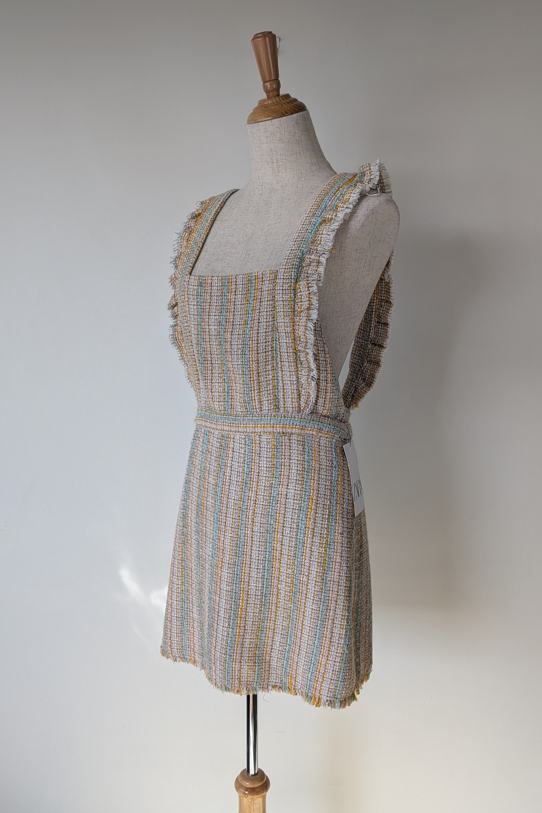 Zara Pastel Tweed Pinafore Mini Dress Size S BNWT RRP $69.95