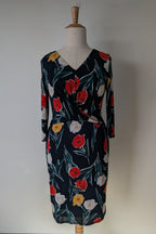 Phase Eight Nicole Printed Dress in Navy Size 16 BNWT RRP $250