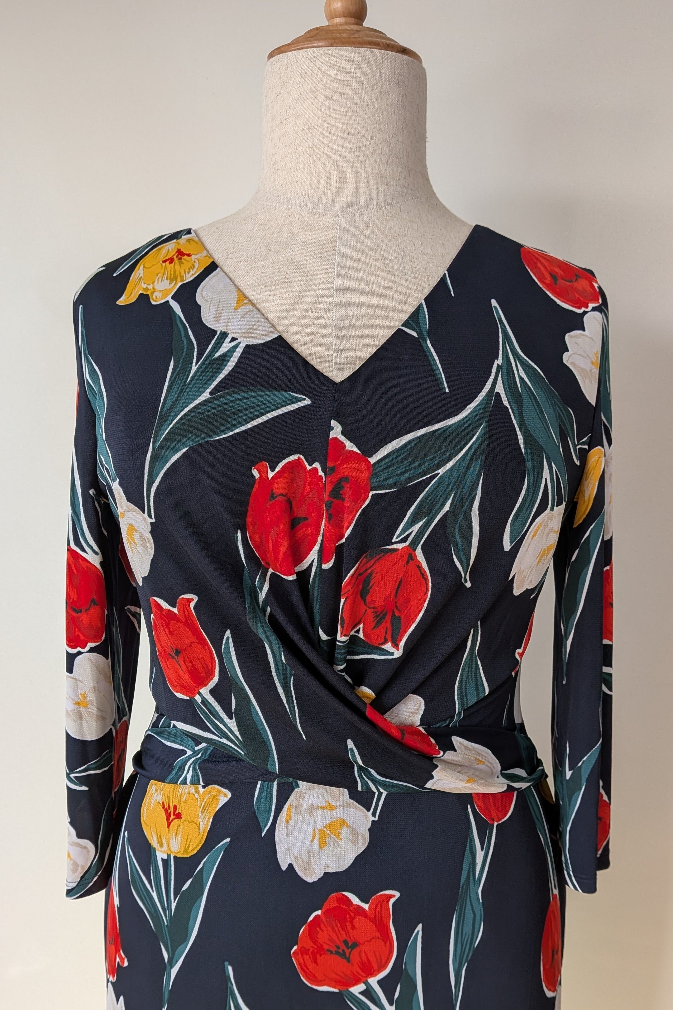 Phase Eight Nicole Printed Dress in Navy Size 16 Brand New With Tags RRP $250