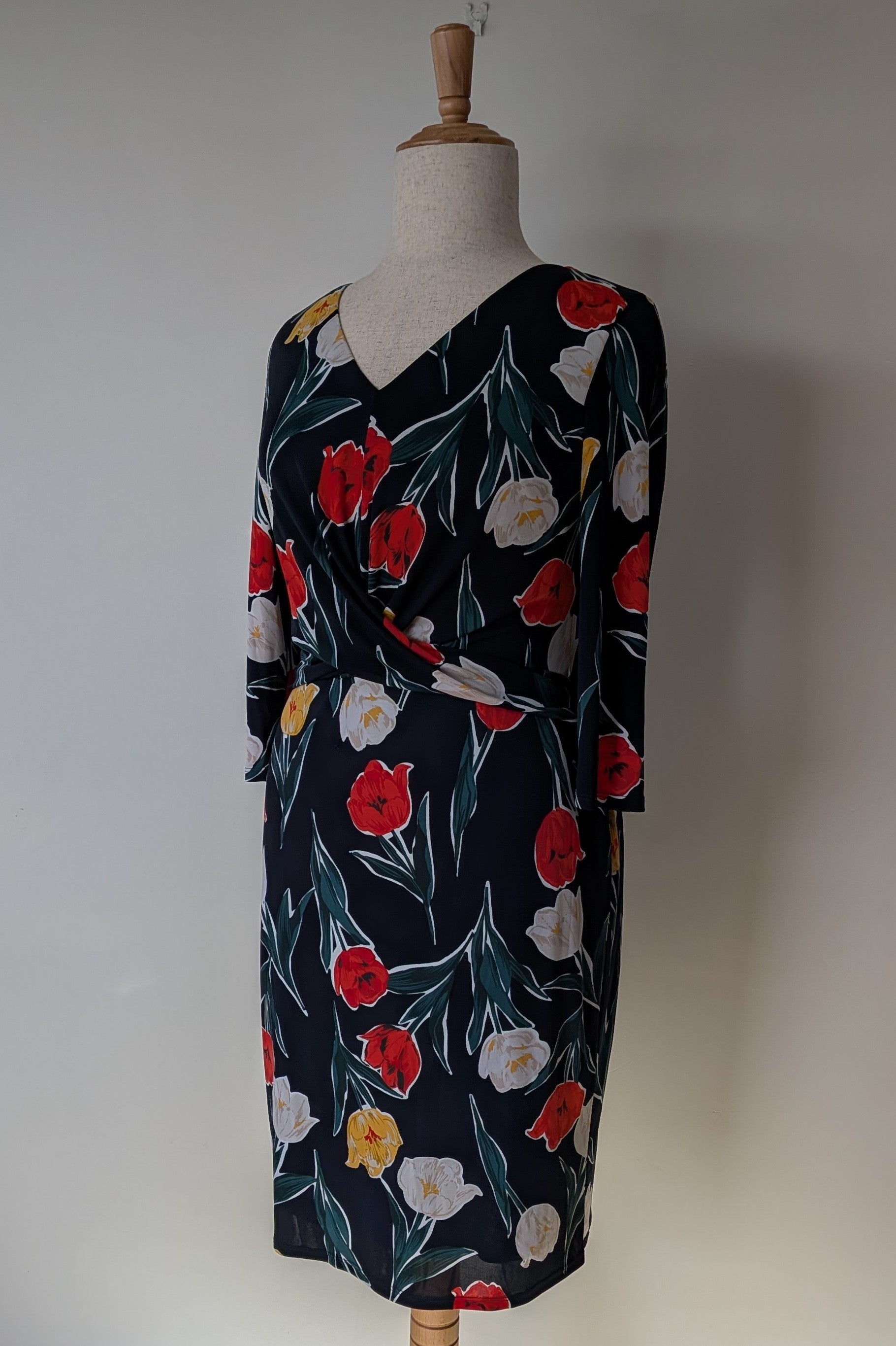 Phase Eight Nicole Printed Dress in Navy Size 16 Brand New With Tags RRP $250