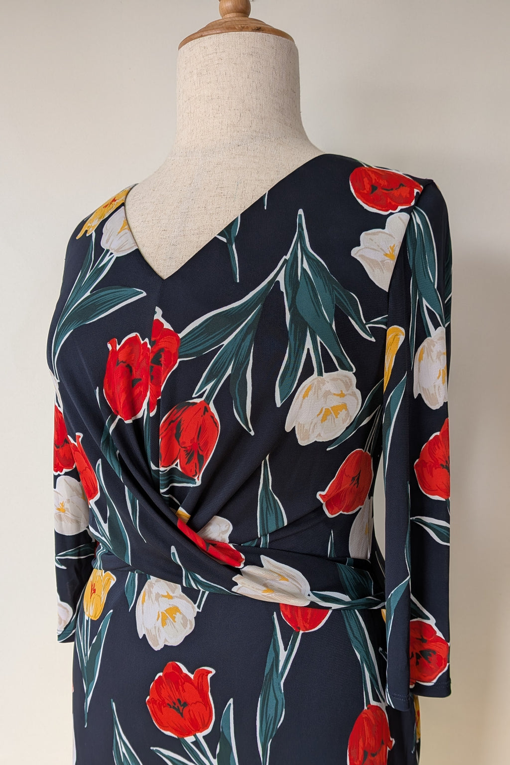 Phase Eight Nicole Printed Dress in Navy Size 16 BNWT RRP $250