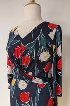 Phase Eight Nicole Printed Dress in Navy Size 16 BNWT RRP $250