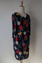 Phase Eight Nicole Printed Dress in Navy Size 16 BNWT RRP $250