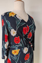 Phase Eight Nicole Printed Dress in Navy Size 16 BNWT RRP $250