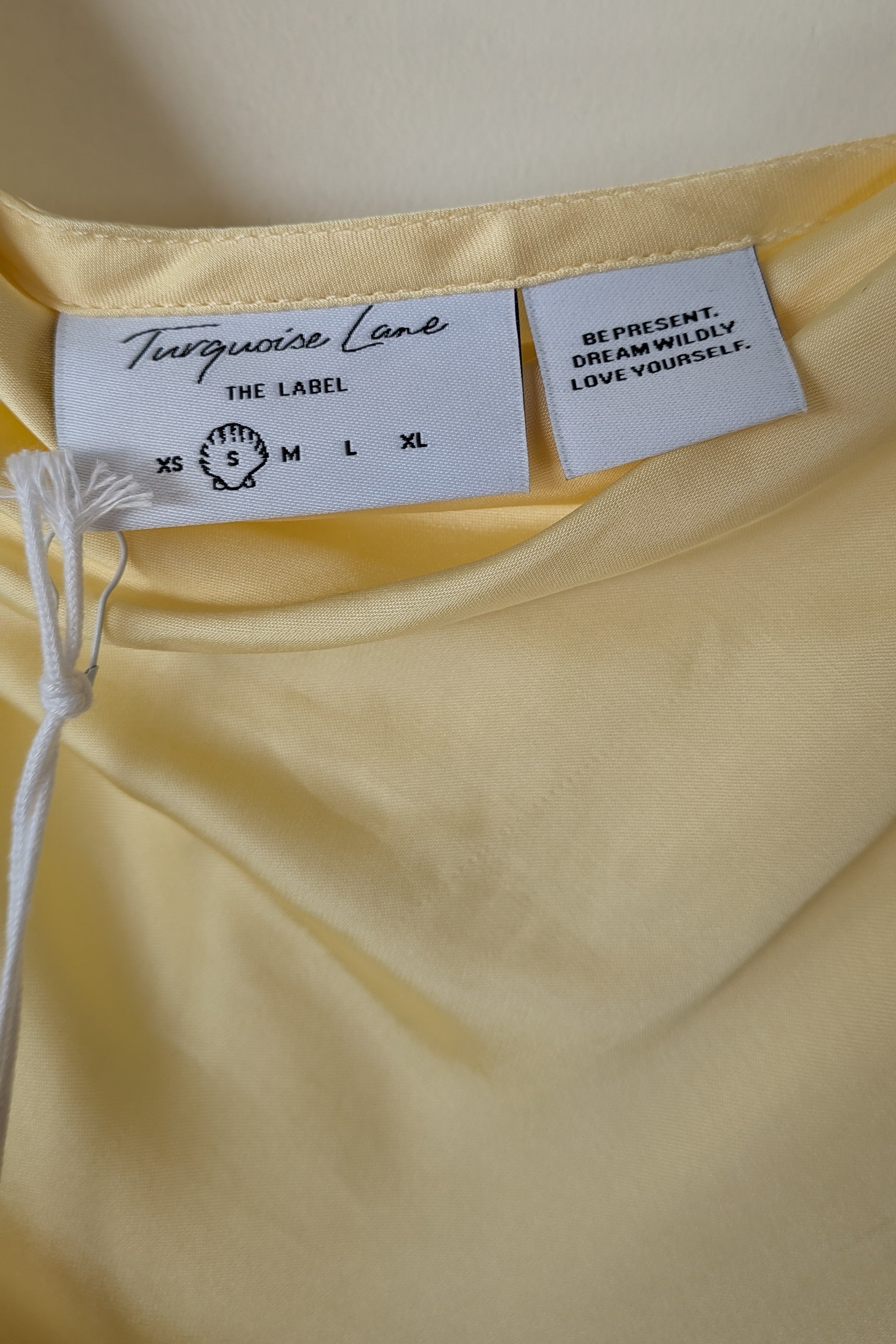 Turquoise Lane The Label Vera Slinky Mini Dress in Lemon Size S BNWT RRP $189