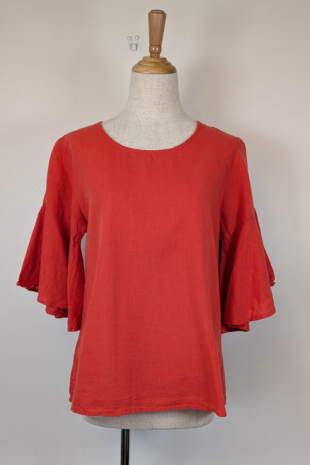 Portobello Australia Coral Linen Cotton Bell Sleeve Shirt Size M