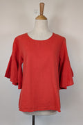 Portobello Australia Coral Linen Cotton Bell Sleeve Shirt Size M