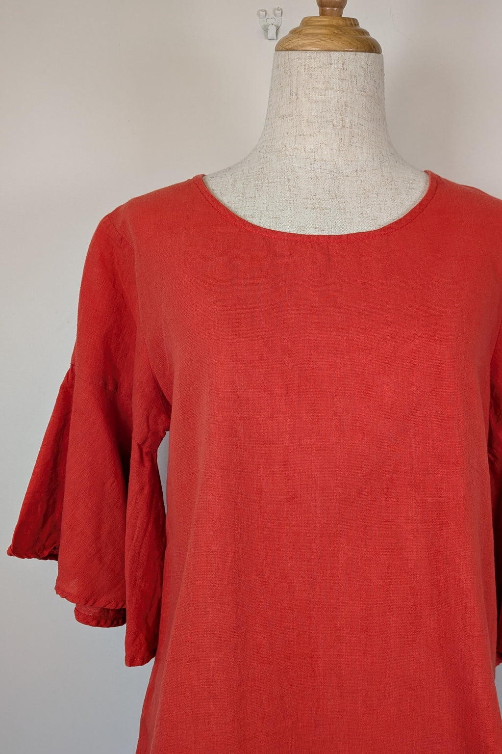 Portobello Australia Coral Linen Cotton Bell Sleeve Shirt Size M