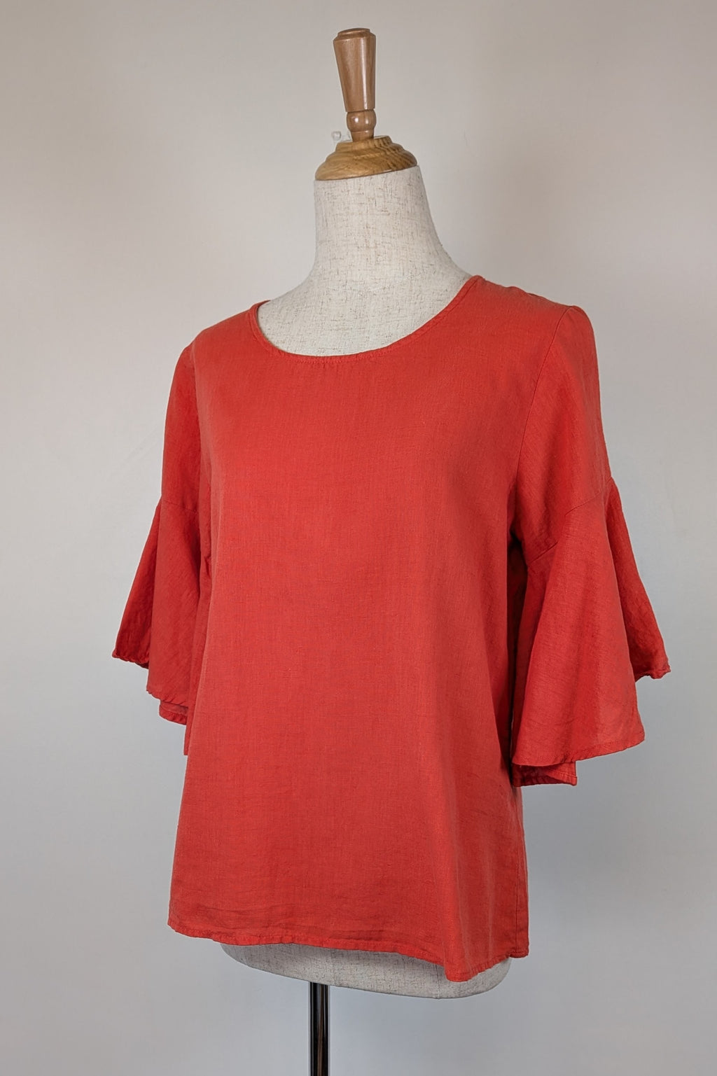 Portobello Australia Coral Linen Cotton Bell Sleeve Shirt Size M