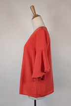 Portobello Australia Coral Linen Cotton Bell Sleeve Shirt Size M