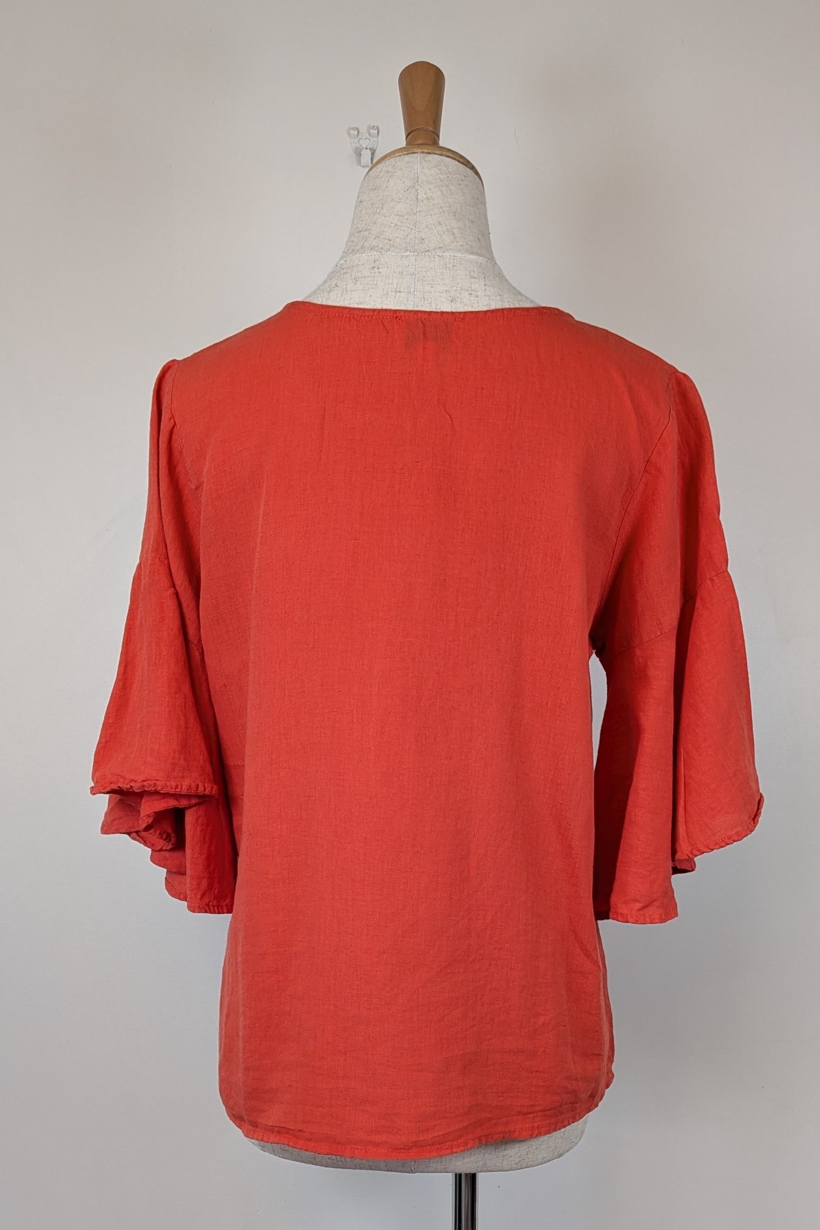 Portobello Australia Coral Linen Cotton Bell Sleeve Shirt Size M