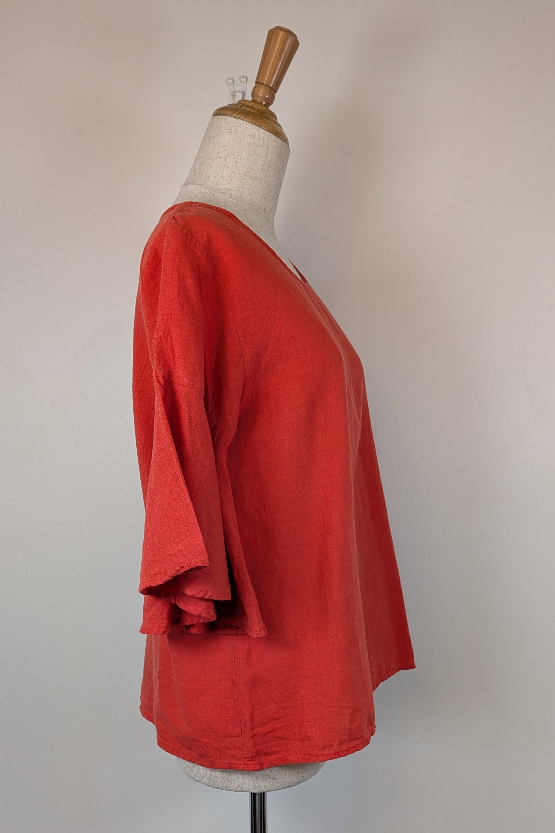 Portobello Australia Coral Linen Cotton Bell Sleeve Shirt Size M