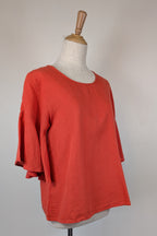 Portobello Australia Coral Linen Cotton Bell Sleeve Shirt Size M