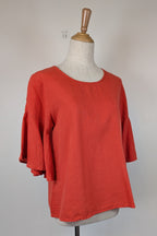 Portobello Australia Coral Linen Cotton Bell Sleeve Shirt Size M