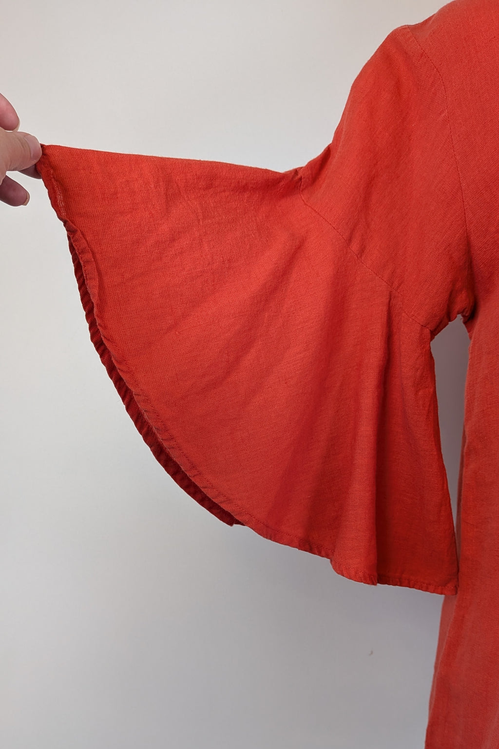 Portobello Australia Coral Linen Cotton Bell Sleeve Shirt Size M