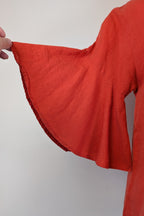Portobello Australia Coral Linen Cotton Bell Sleeve Shirt Size M