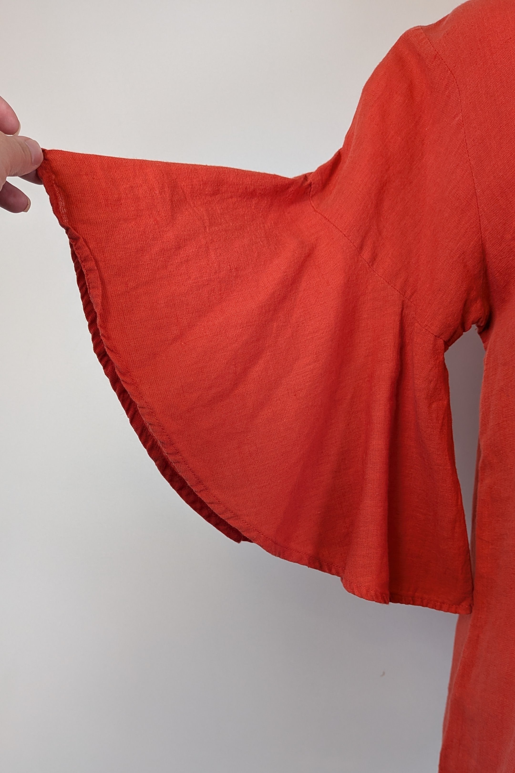 Portobello Australia Coral Linen Cotton Bell Sleeve Shirt Size M