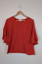 Portobello Australia Coral Linen Cotton Bell Sleeve Shirt Size M