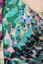 Blue Illusion St Jean Print Embellished Cotton Kaftan Size M