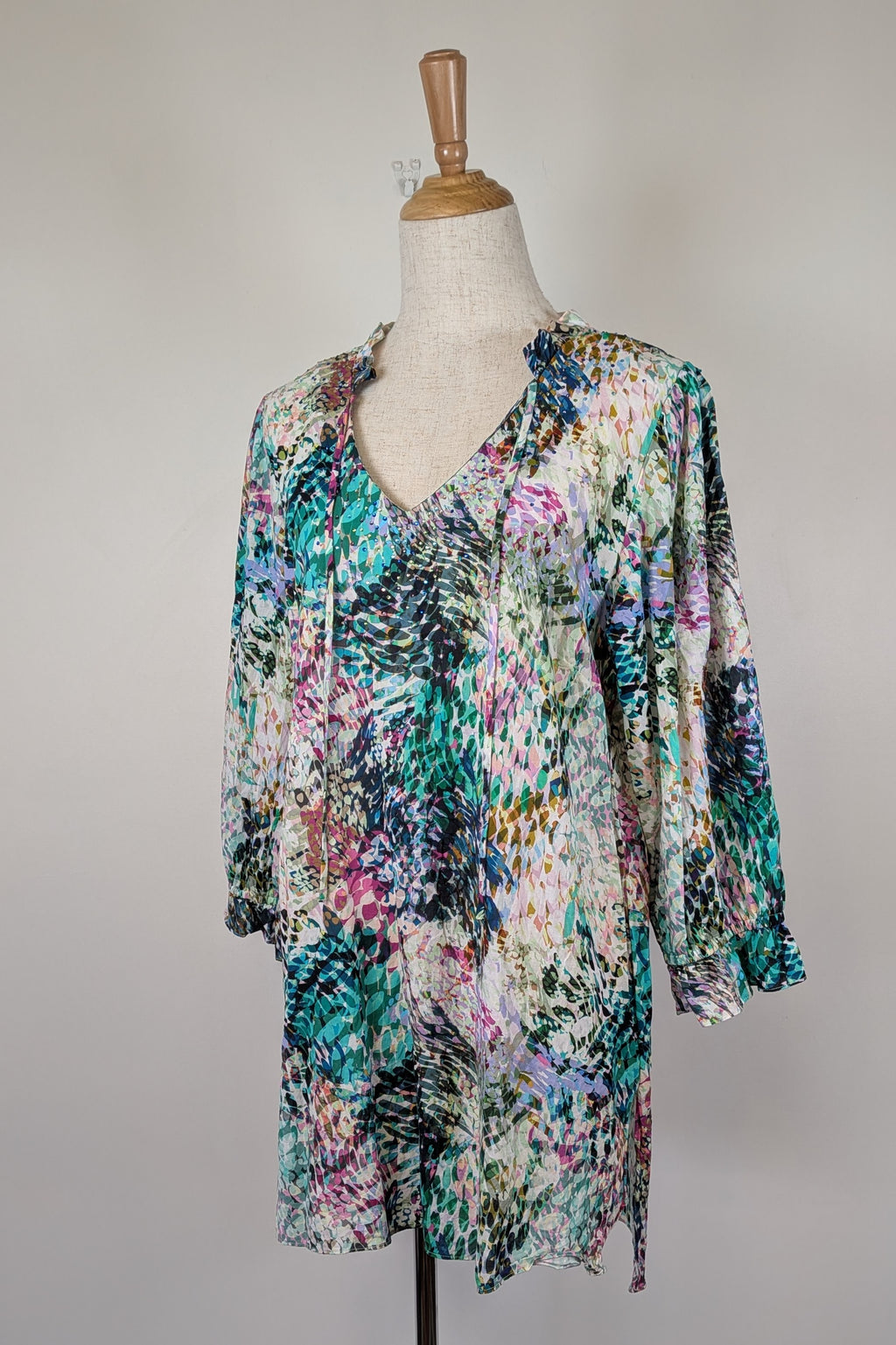 Blue Illusion St Jean Print Embellished Cotton Kaftan Size M