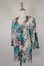 Blue Illusion St Jean Print Embellished Cotton Kaftan Size M