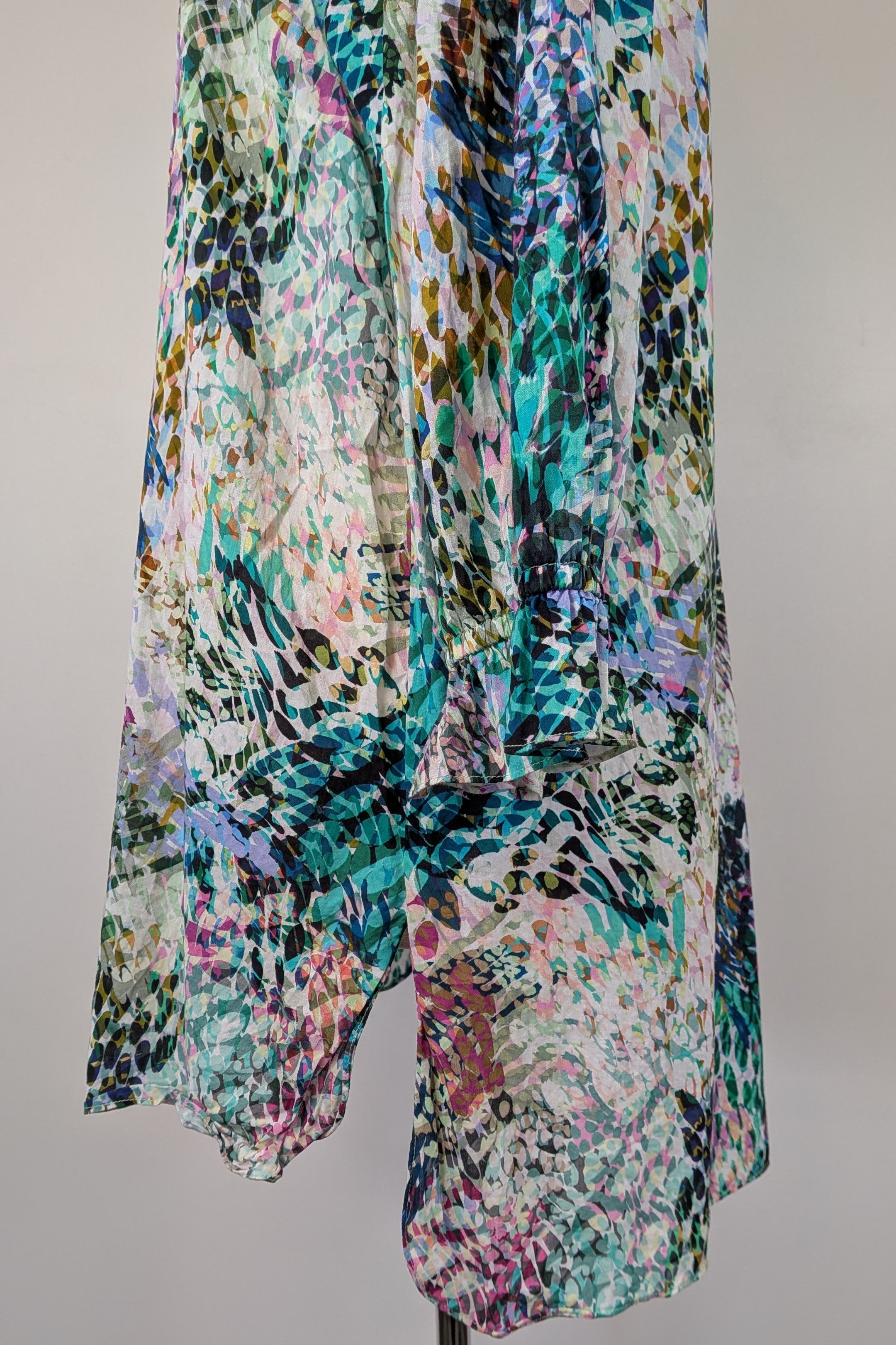Blue Illusion St Jean Print Embellished Cotton Kaftan Size M