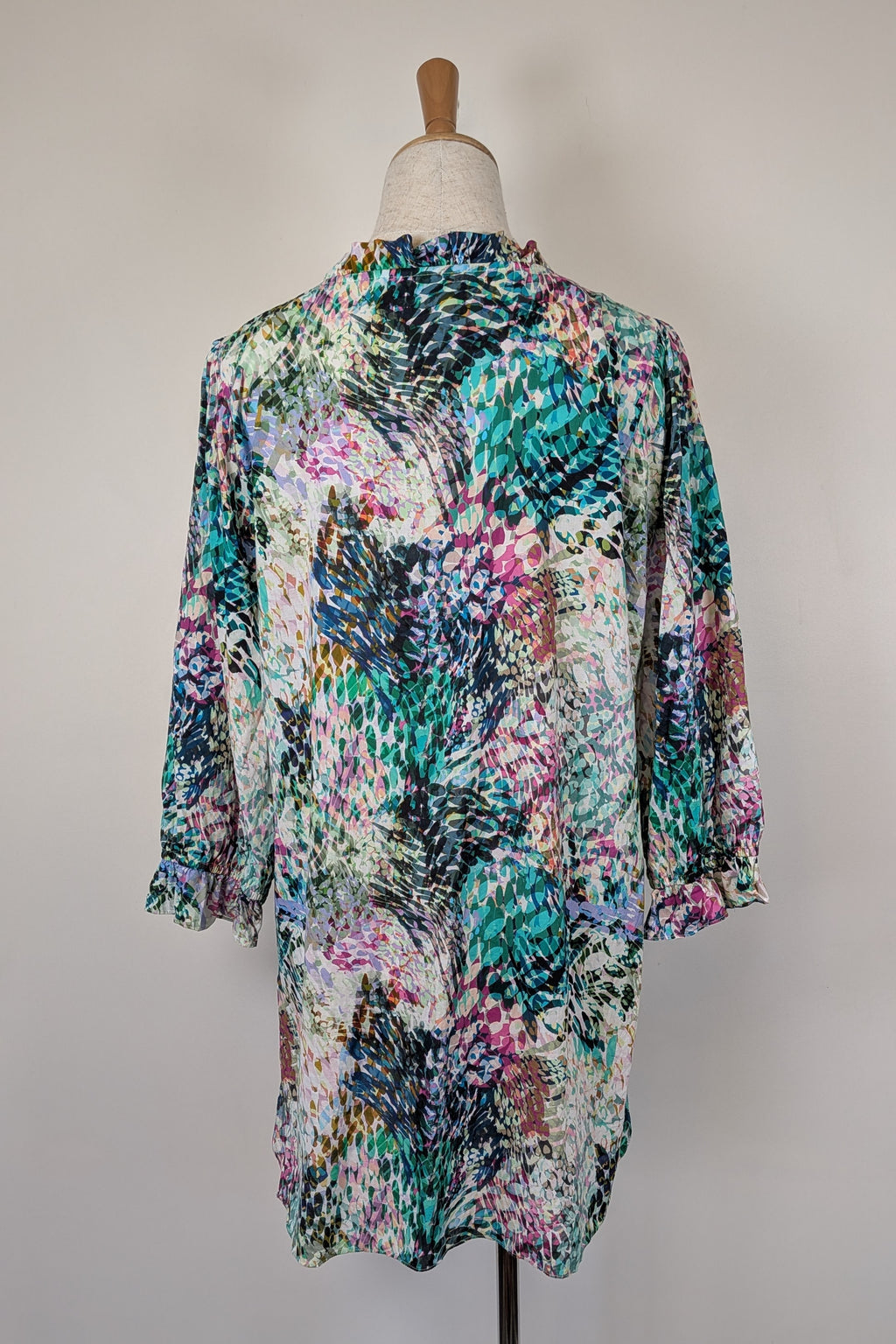 Blue Illusion St Jean Print Embellished Cotton Kaftan Size M