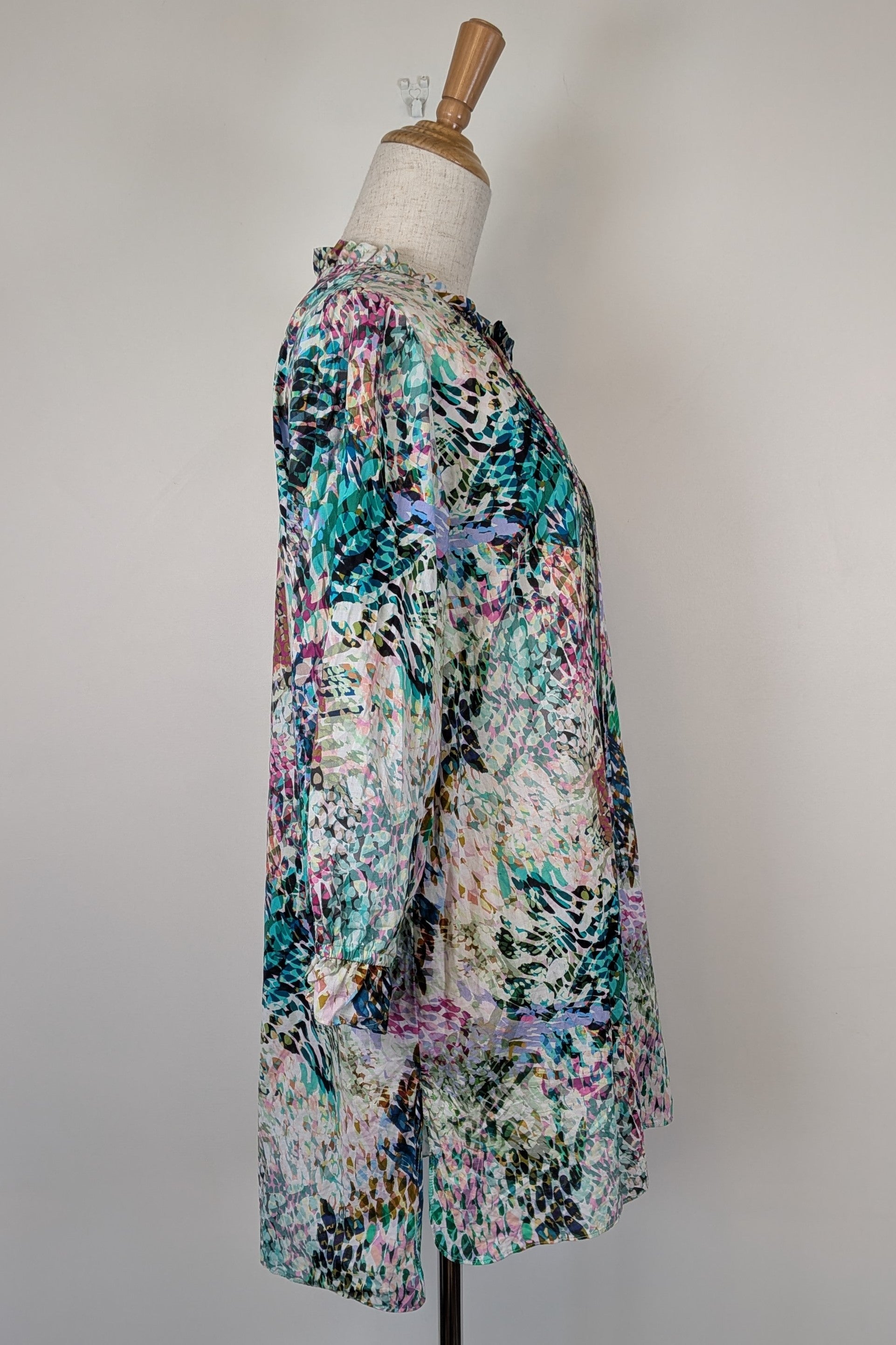 Blue Illusion St Jean Print Embellished Cotton Kaftan Size M