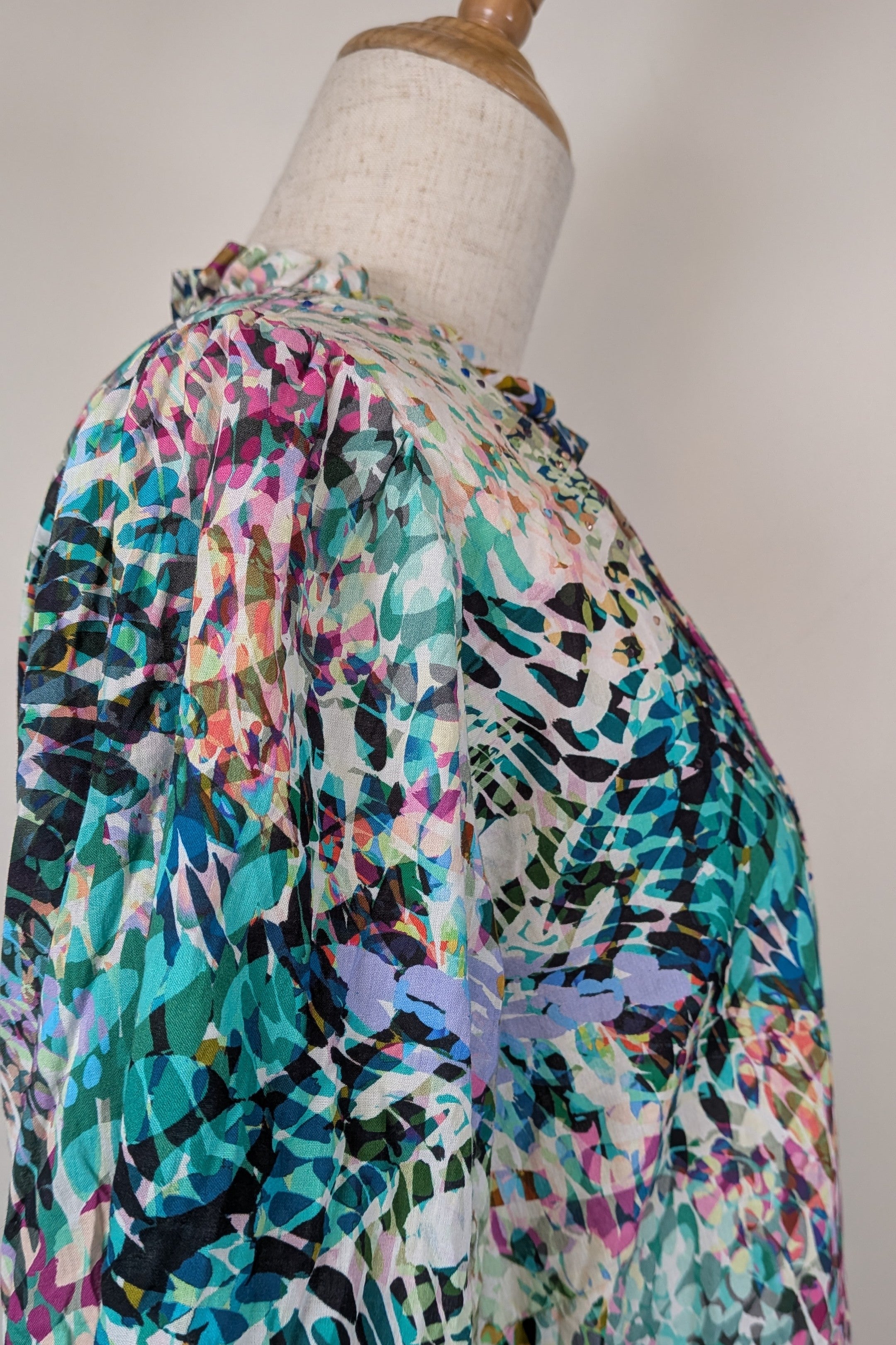 Blue Illusion St Jean Print Embellished Cotton Kaftan Size M
