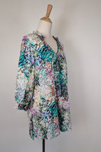 Blue Illusion St Jean Print Embellished Cotton Kaftan Size M