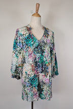 Blue Illusion St Jean Print Embellished Cotton Kaftan Size M