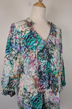 Blue Illusion St Jean Print Embellished Cotton Kaftan Size M