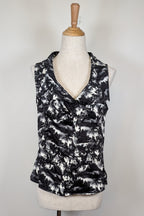 Cue Monochrome Tropical Print Sleeveless Shirt Size 12