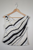 AERE Zali Off Shoulder Top in Shiloh Stripe Size 12 BNWT RRP $90