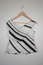 AERE Zali Off Shoulder Top in Shiloh Stripe Size 12 BNWT RRP $90