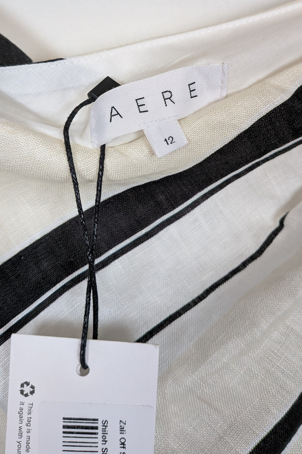 AERE Zali Off Shoulder Top in Shiloh Stripe Size 12 BNWT RRP $90