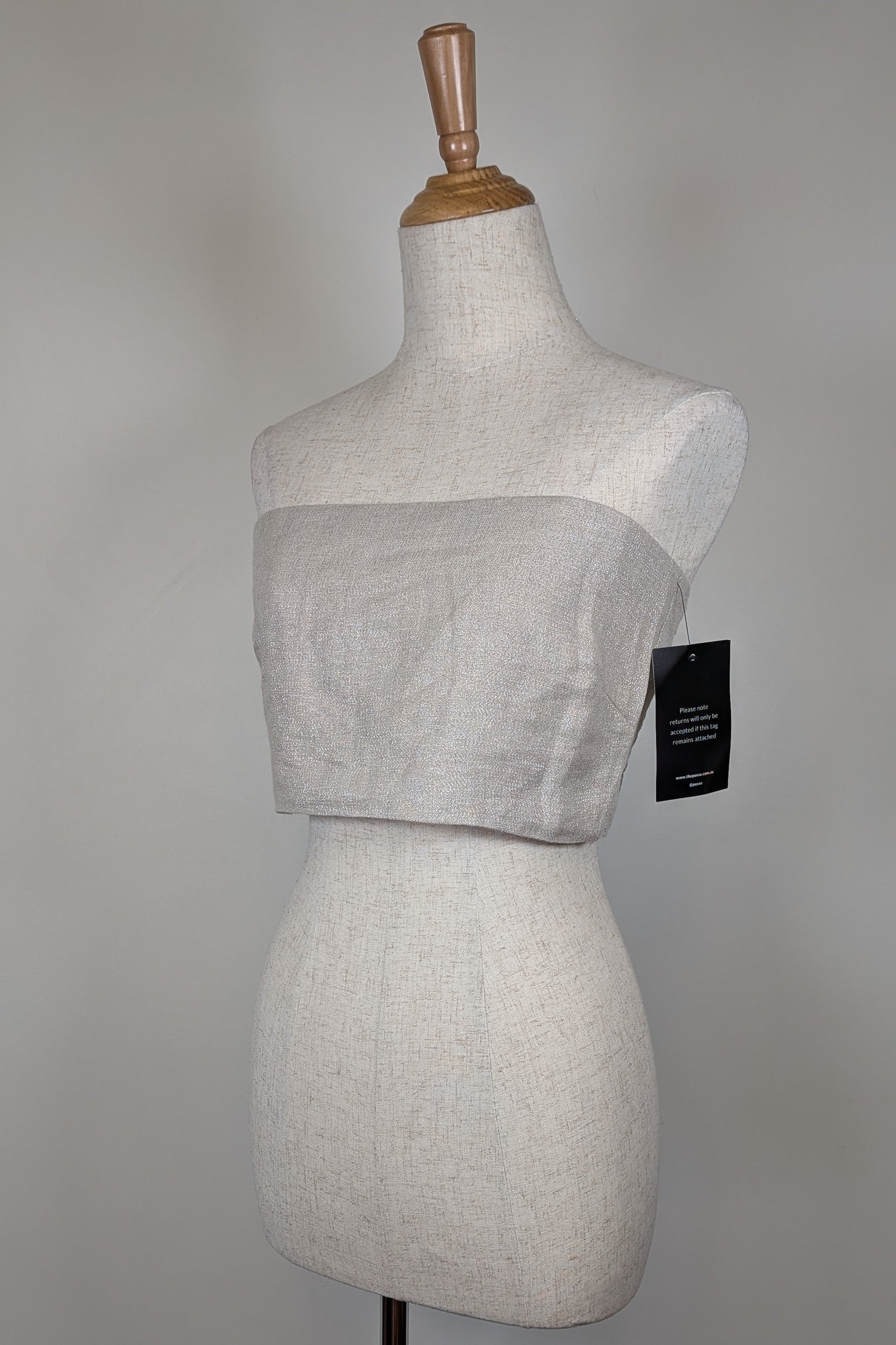 Posse Lola Bandeau Top in Natural Sparkle Size M BNWT