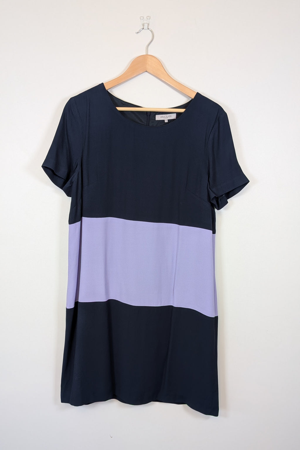 Great Plains London Navy Violet Colourblock Shift Dress Size XL BNWT