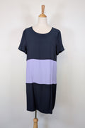 Great Plains London Navy Violet Colourblock Shift Dress Size XL BNWT