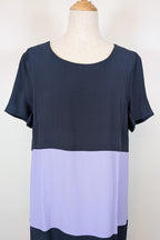 Great Plains London Navy Violet Colourblock Shift Dress Size XL BNWT