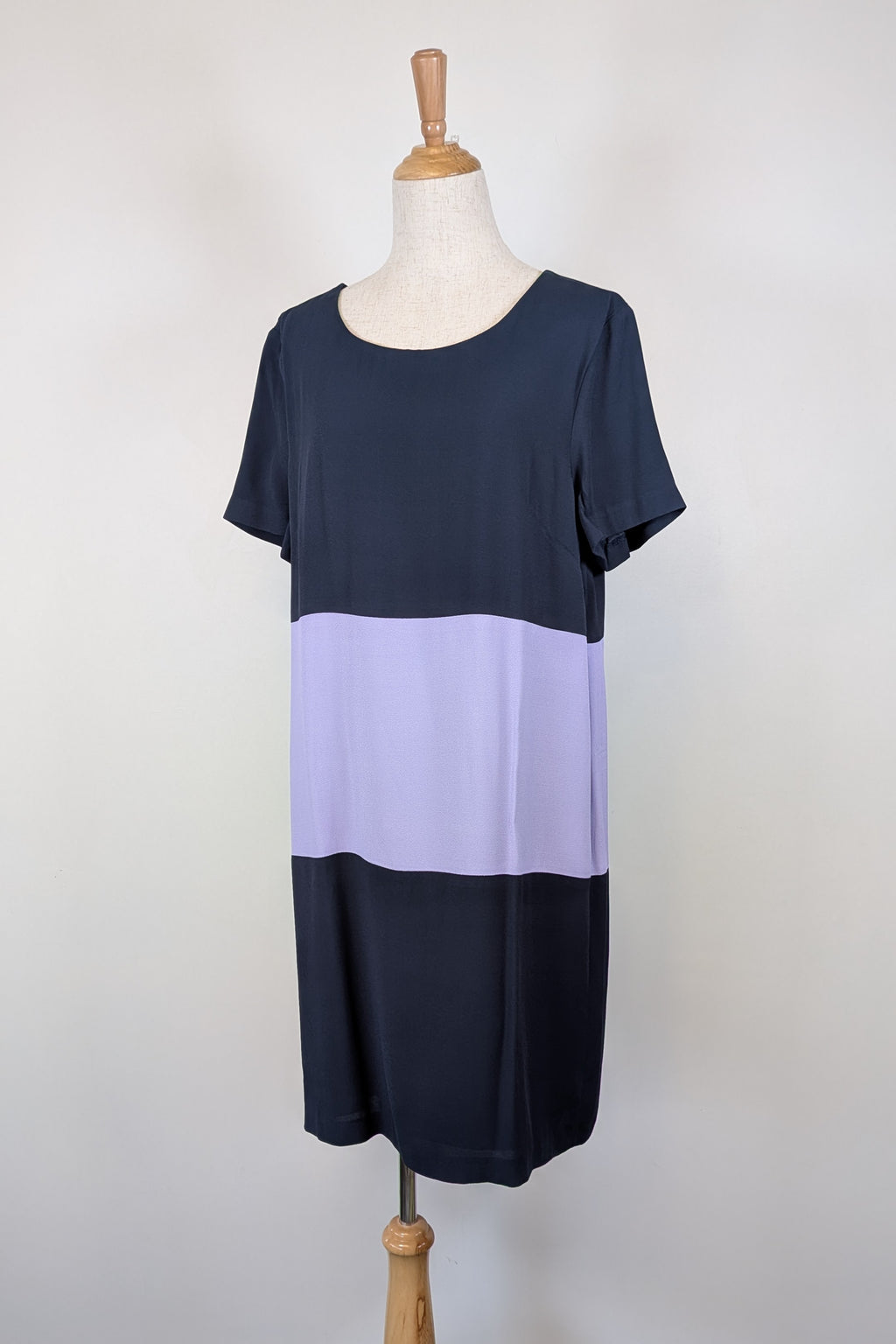 Great Plains London Navy Violet Colourblock Shift Dress Size XL BNWT