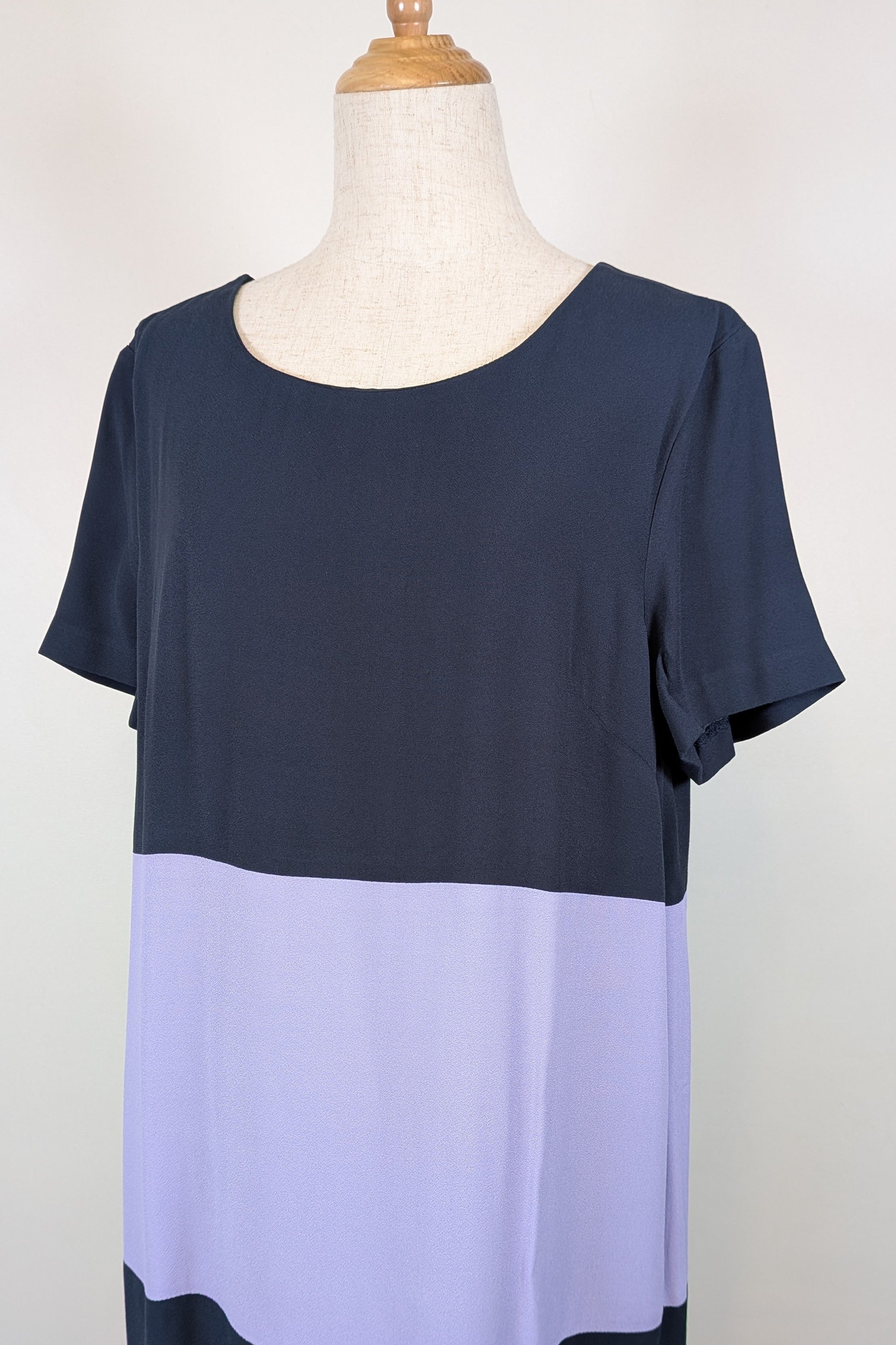 Great Plains London Navy Violet Colourblock Shift Dress Size XL Brand New With Tags
