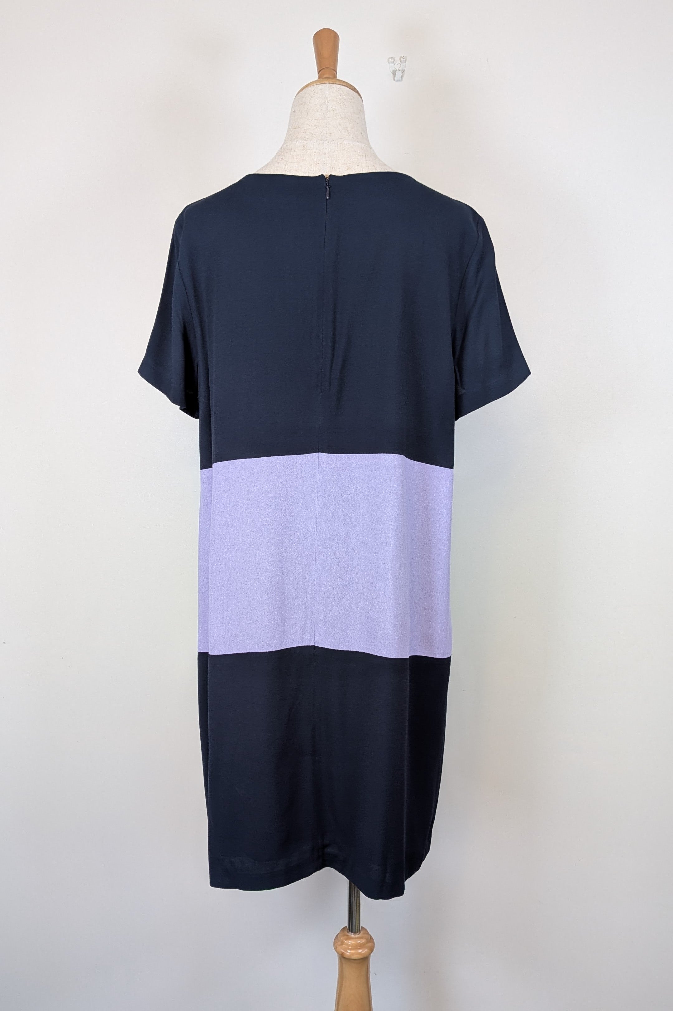 Great Plains London Navy Violet Colourblock Shift Dress Size XL BNWT